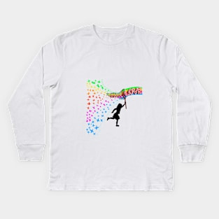 butterfly girl love Kids Long Sleeve T-Shirt